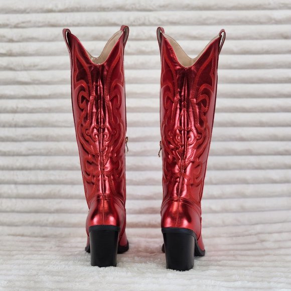 Berness Metallic Red Western Boots - Picture 5 of 16